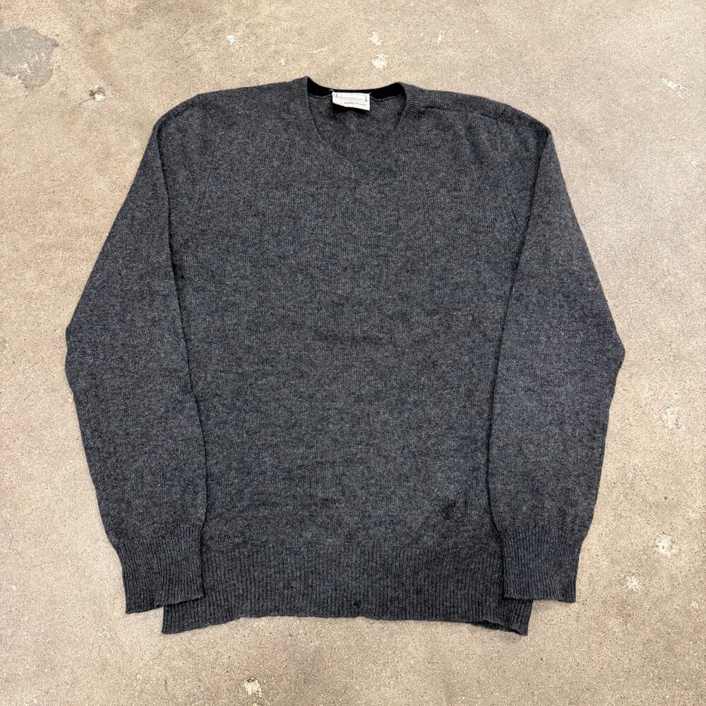 Public Opinion 100% Cashmere Knit V Neck Sweater Pullover Men's Medium Grey